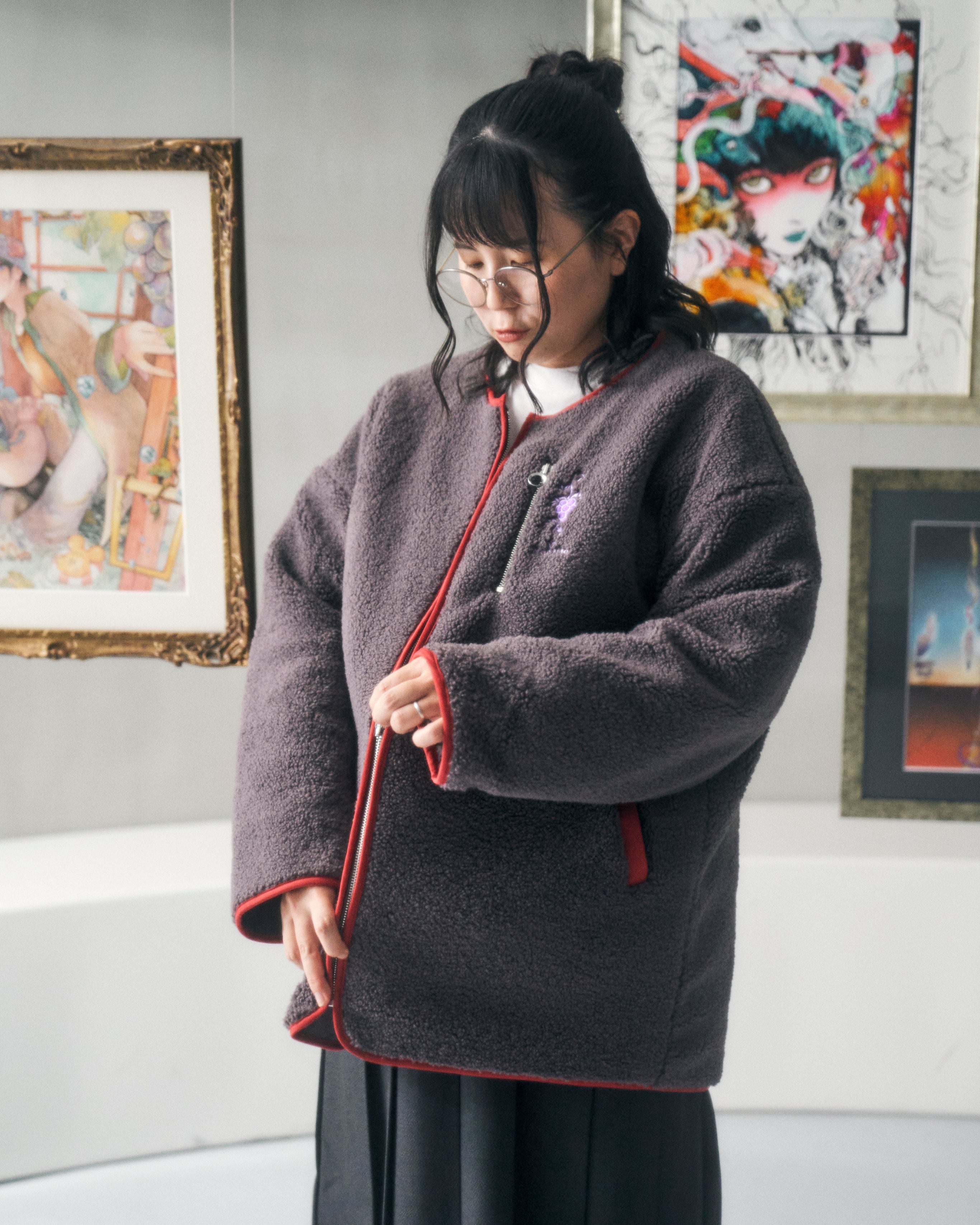 作家物　麦とポピー　可愛らしい訪問着 グレータム ボアジャケット – Nan2Mo